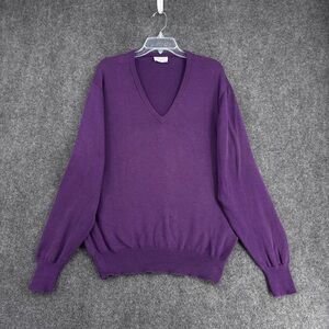 VINTAGE Brooks Brothers Purple V Neck Sweater Sea Island Cotton Men’s 42 USA